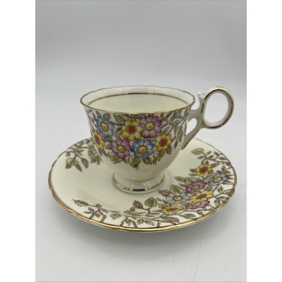Other - 1928‎ Delphine China Tea Cup & Saucer-full size-mixed floral